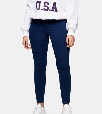 Topshop Petite Jeggings In Indigo-blues