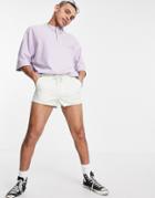 Asos Design Skinny Chino Shorter Shorts With Elasticized Waist In Pastel Green