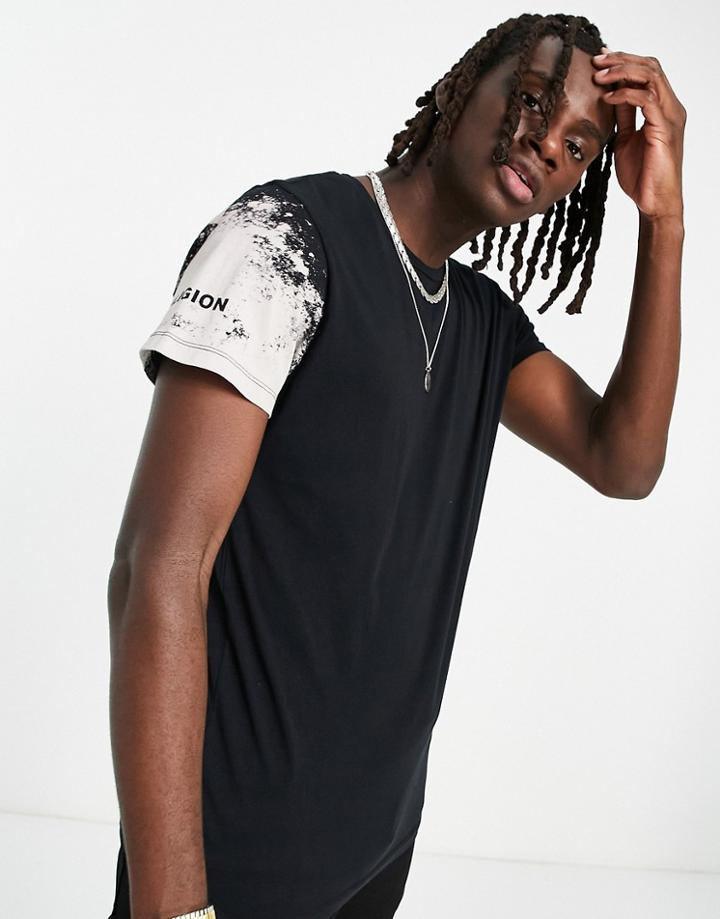 Religion Bleach Sleeve T-shirt In Black