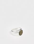 Icon Brand Signet Ring With Stone Detail In Silver
