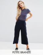 New Look Petite Tailored Button Detail Culottes - Navy