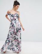 Vero Moda Cold Shoulder Ruffle Floral Maxi Dress - Multi