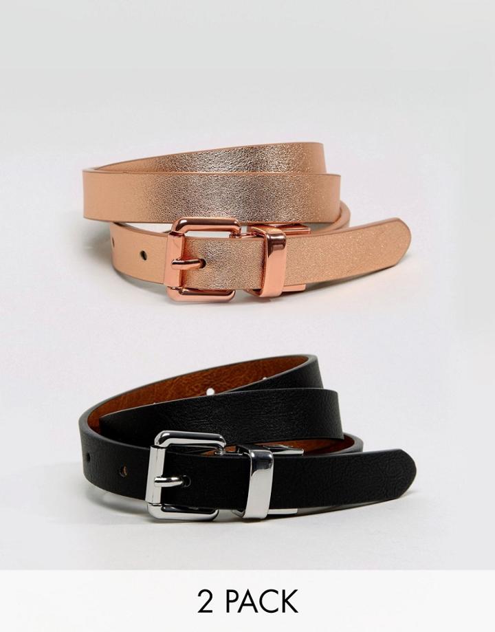 Asos 2 Pack Reversible Buckle Waist & Hip Belts - Multi