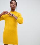 Asos Design Tall Chunky Dress With Moving Rib In Fluffy Yarn - Yellow