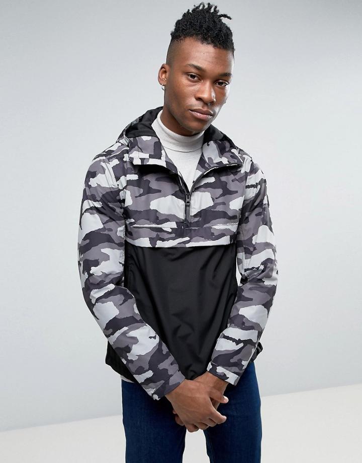 Timberland Overhead Hooded Jacket Slim Fit Camo Print/black - Black