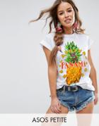 Asos Petite T-shirt With Pineapple Print And Vintage Badges - Multi