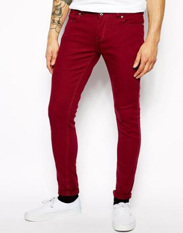 Criminal Damage Super Skinny Jeans In Wine
