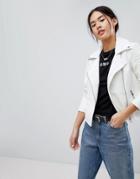 Noisy May Leather Look Jacket - White