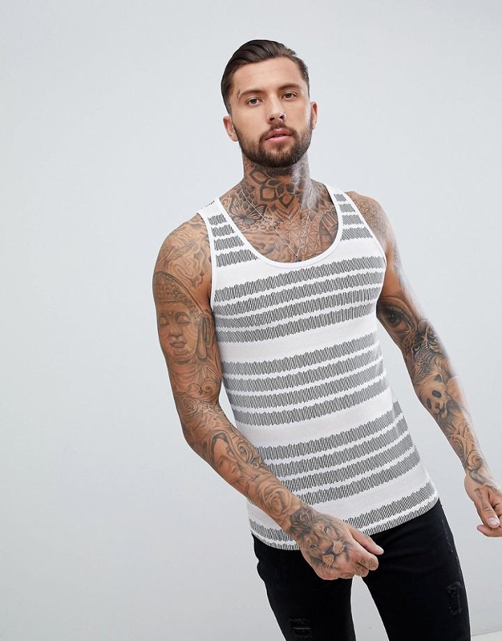 Soul Star Line Stripe Tank - White
