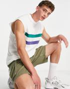 Asos Design Oversized Tank Top In White With Blue And Green Color Block