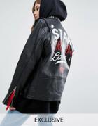Reclaimed Vintage X Romeo And Juliet Leather Biker Jacket - Black