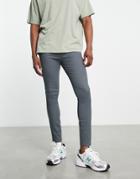 Asos Design Power Stretch Chinos In Light Charcoal-gray