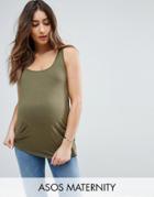 Asos Maternity Ultimate Tank With Side Splits In Long Line - Green