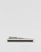 Boss Tim Black Enamel Logo Tie Slide In Silver - Black