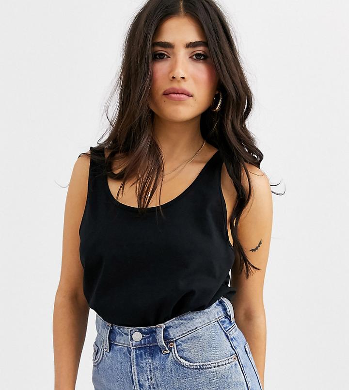 Asos Design Petite Ultimate Organic Cotton Tank In Black