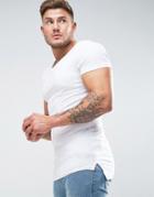 Asos Muscle Scoop Neck T-shirt With Chest Pocket In White - White