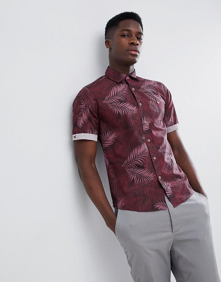 Gandy's Burgundy Palm Short Sleeve Shirt - Red