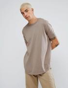 Asos Knitted Relaxed T-shirt In Oatmeal - Beige