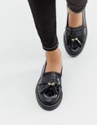 Asos Design Militant Premium Chunky Leather Loafer Flat Shoes-black