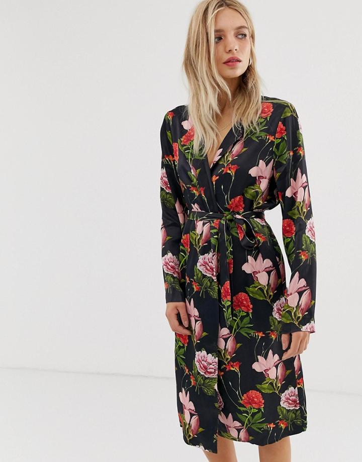 Just Female Natalia Floral Print Wrap Dress