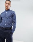 Asos Design Smart Skinny Check Cvc Shirt In Blue - Blue
