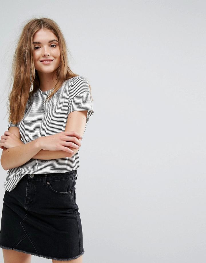 Pull & Bear Stripe Tee - White