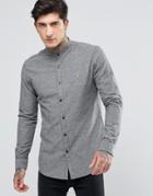 Farah Oxford Shirt With Grandad Collar Slim Fit In Gray - Gray