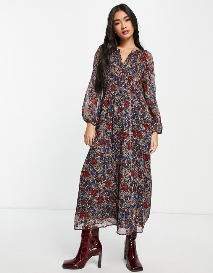 Mango Midi Dress In Winter Floral-multi