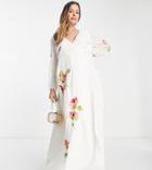 Hope & Ivy Maternity Lilbeth Embroidered Dress In Cream-white