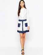 Sister Jane Loulou Skirt In Cutwork Fabric With Contrast Trims - White