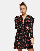 Topshop Tulip Ruch Waist Mini Dress In Multi