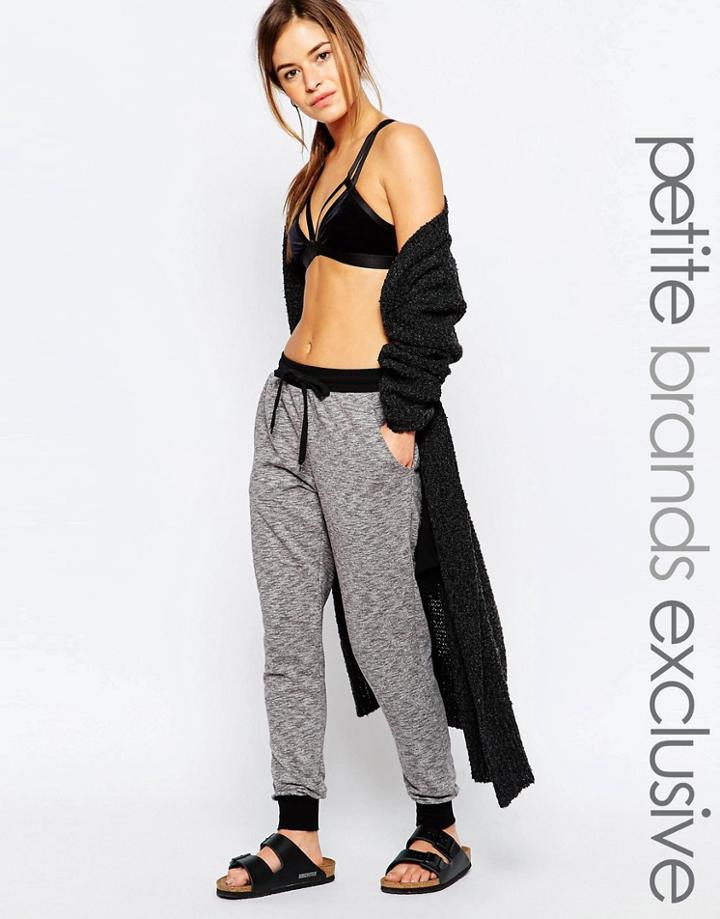 One Day Petite Jogger With Contrast Black Waistband And Cuff - Gray Marl