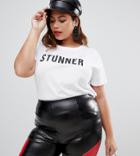Asos Design Curve T-shirt With Stunner Print-white