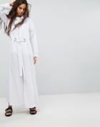 Hanger Wide Leg Jumpsuit With Eyelet Detail - White