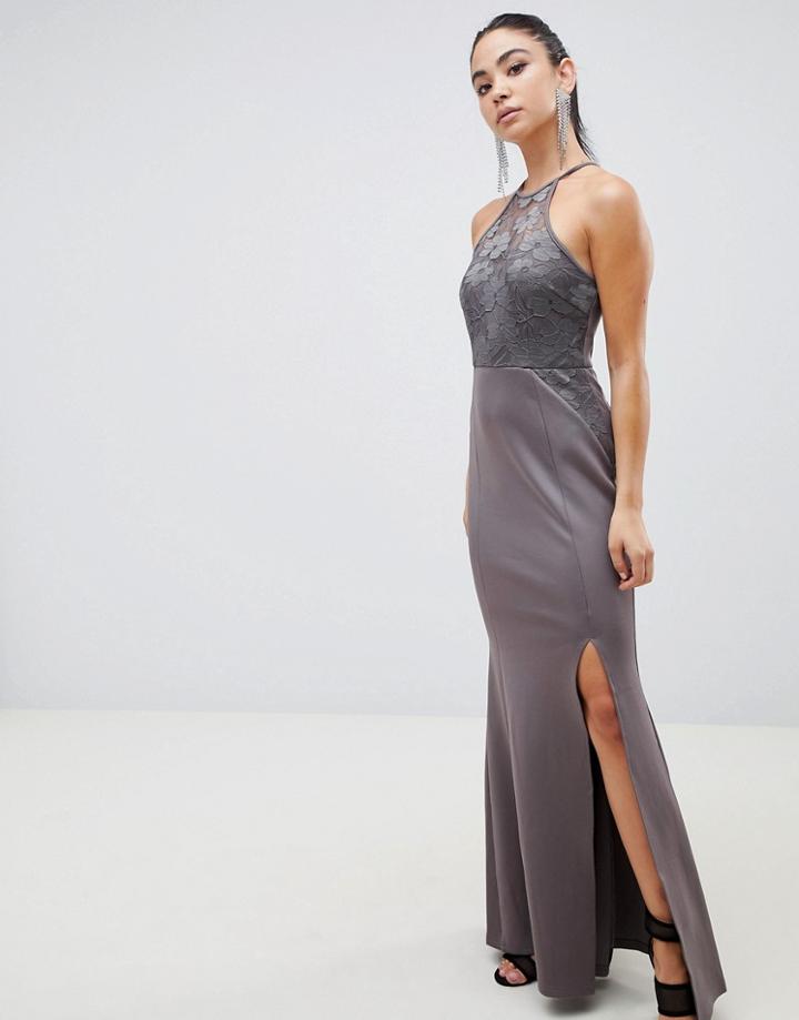 Ax Paris Racer Neck Maxi Dress With Lace Detail