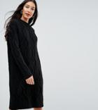 Y.a.s Tall Chunky Cable Knit Sweater Dress - Black