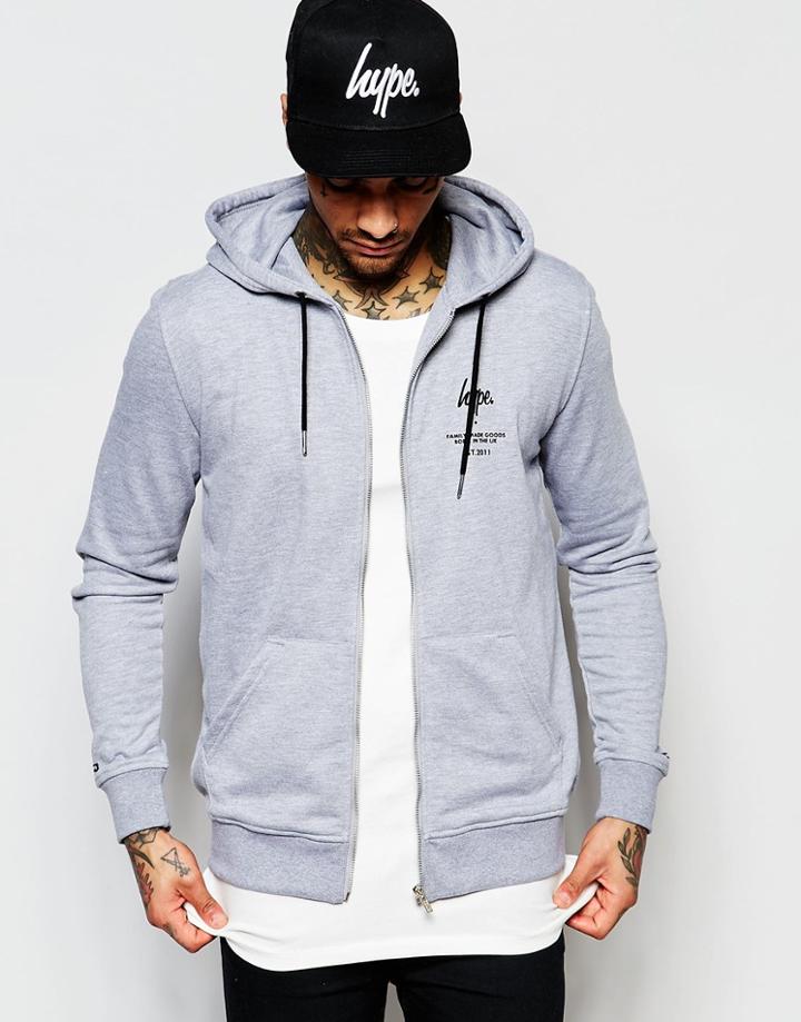 Hype Hoodie With Zip Through - Gray