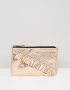 Asos Metallic Leather Ruffle Purse - Copper