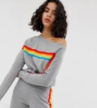 River Island Sweatshirt Top With Rainbow Stripe In Gray - Gray