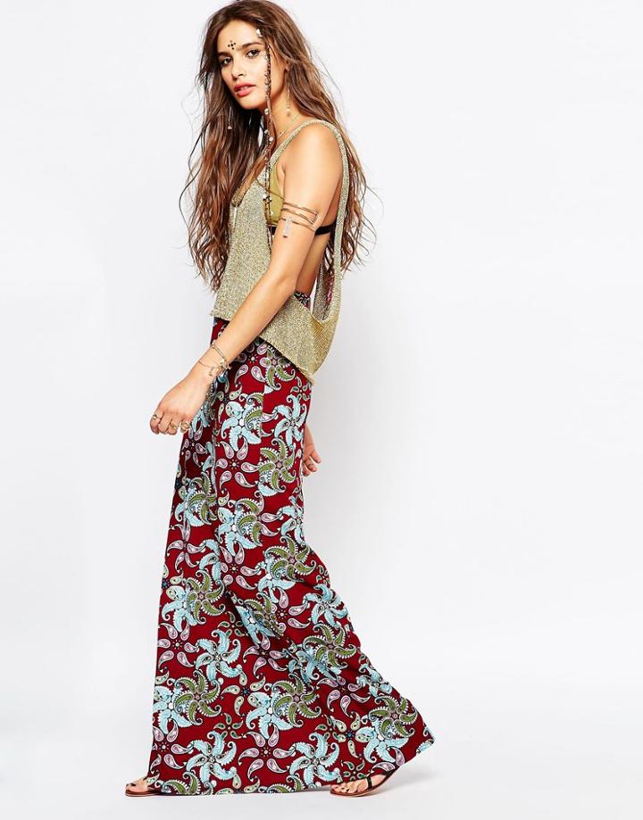 Native Rose Maxi Skirt In Tiger Lily Print - Multi