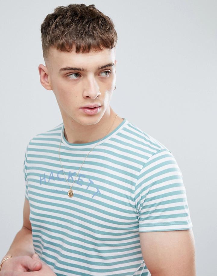 Hackett Mr. Classic Stripe T-shirt In Green - Green