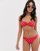 Accessorize Scallop Edge Bandeau Bikini Top In Polka Dot - Multi