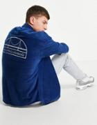 Asos Design 90s Oversized Collegiate Shirt In Polar Fleece With City Back Embroidery-navy