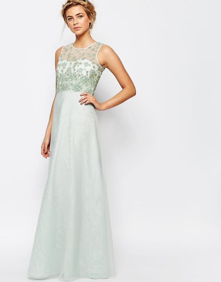 Coast Justina Embellished Maxi Dress In Mint - Mint