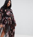 Religion Plus Midi Shirt Dress In Grunge Floral-multi