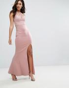 Michelle Keegan Loves Lipsy Sweetheart Maxi Dress With Sequin Lace Upper - Brown