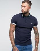 Fred Perry Slim Fit Textured Polo With Contrast Collar In Navy - Navy