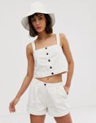 Weekday Button Detail Two-piece Crop Top In Off White-cream