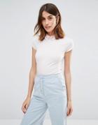 Warehouse Knitted Lace Collar Tee - Nude
