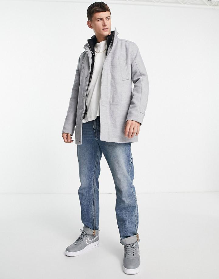 River Island Oversized Overcoat In Gray-grey